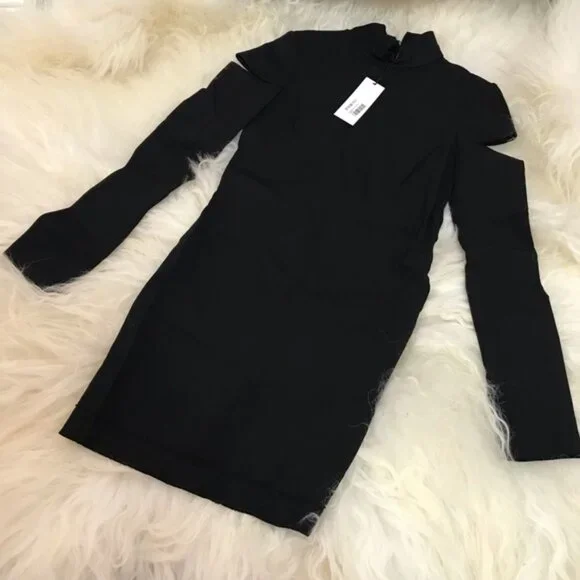 Helmut Lang Long Cutout Sleeve Wool Blend Dress - Picture 7 of 7